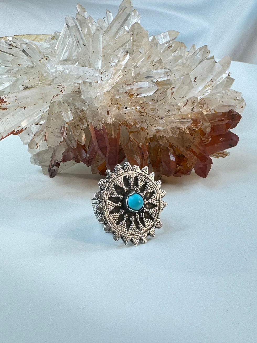 Miniature : Bague afghane en argent et turquoise 