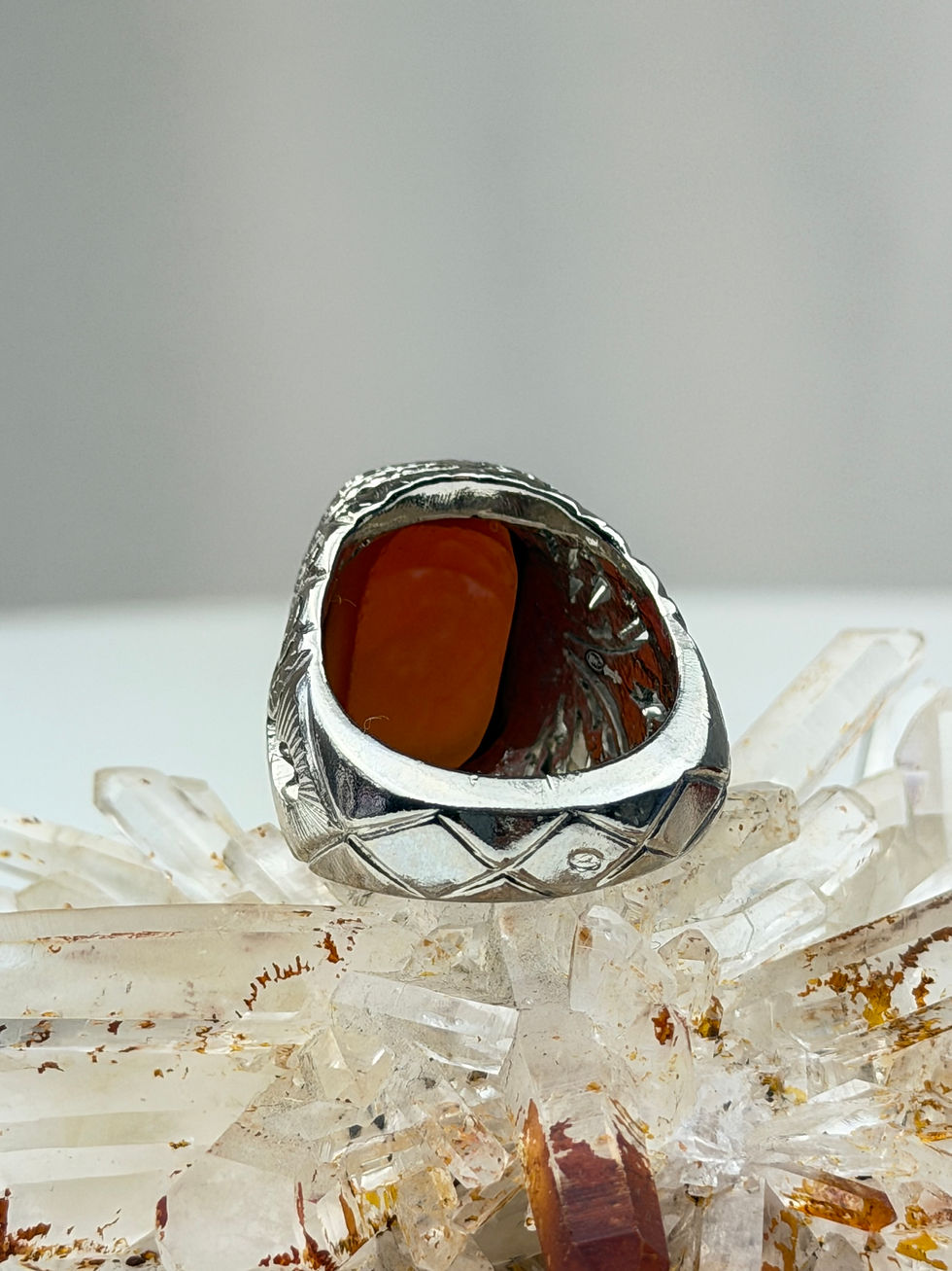 Miniature : Bague afghane en argent et agate 