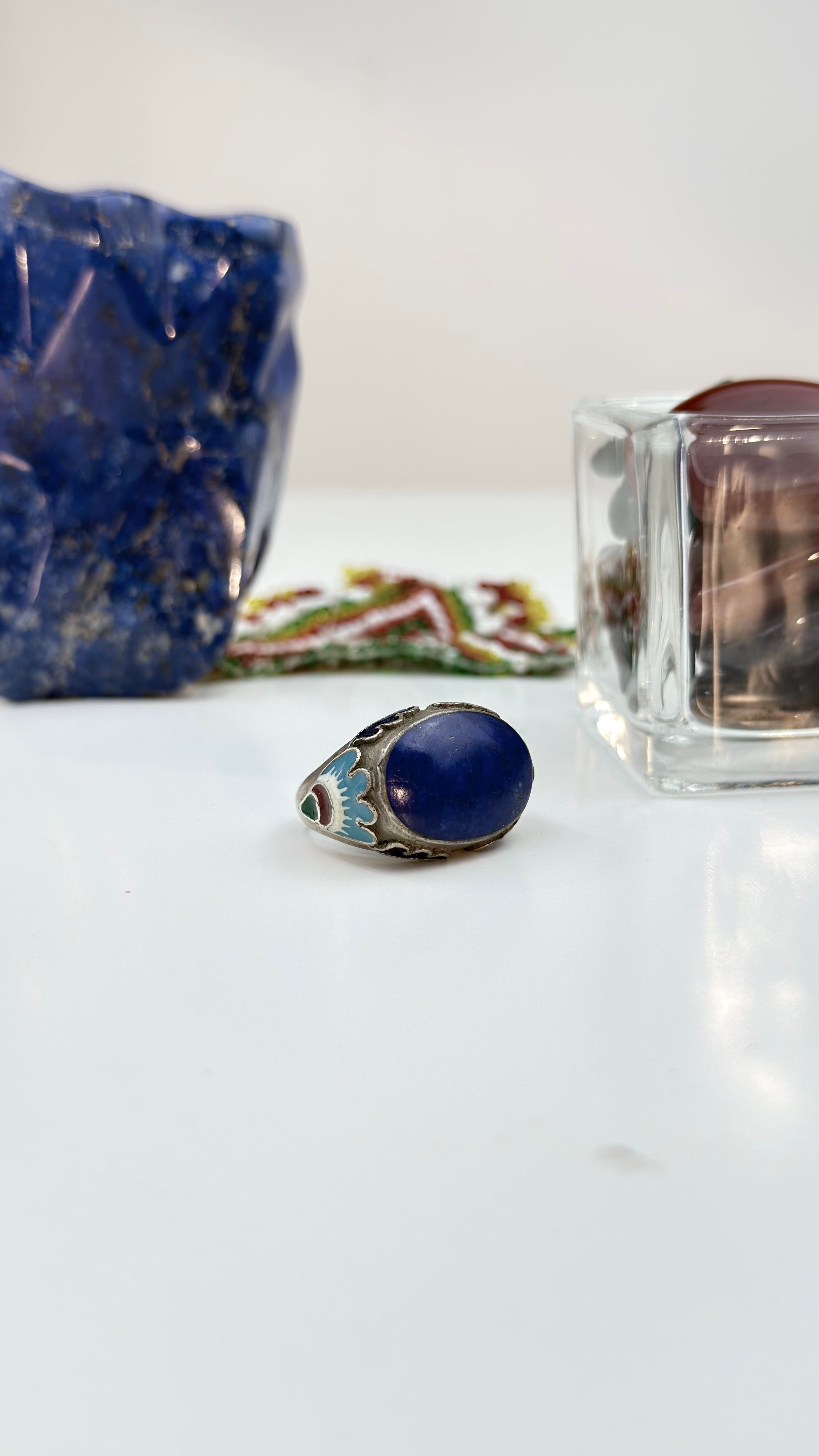 Bague afghan en métal argenté