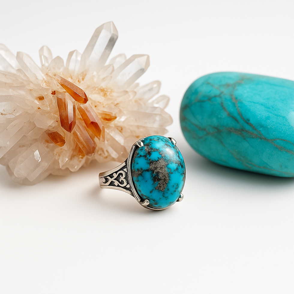 Miniature : Bague afghane en argent et turquoise 