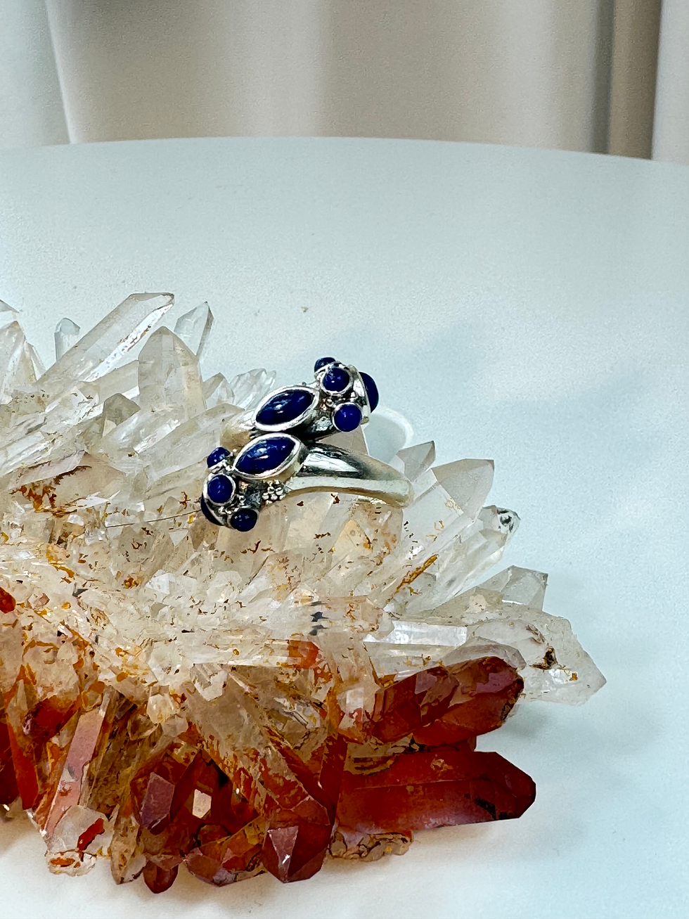 Miniature : Bague indienne en argent et lapis-lazuli 