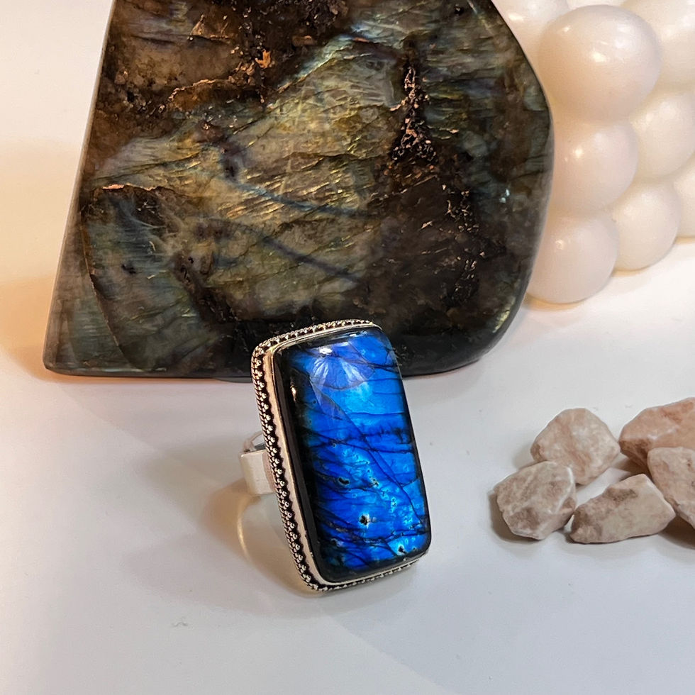 Miniature : Bague indiennes en labradorite 