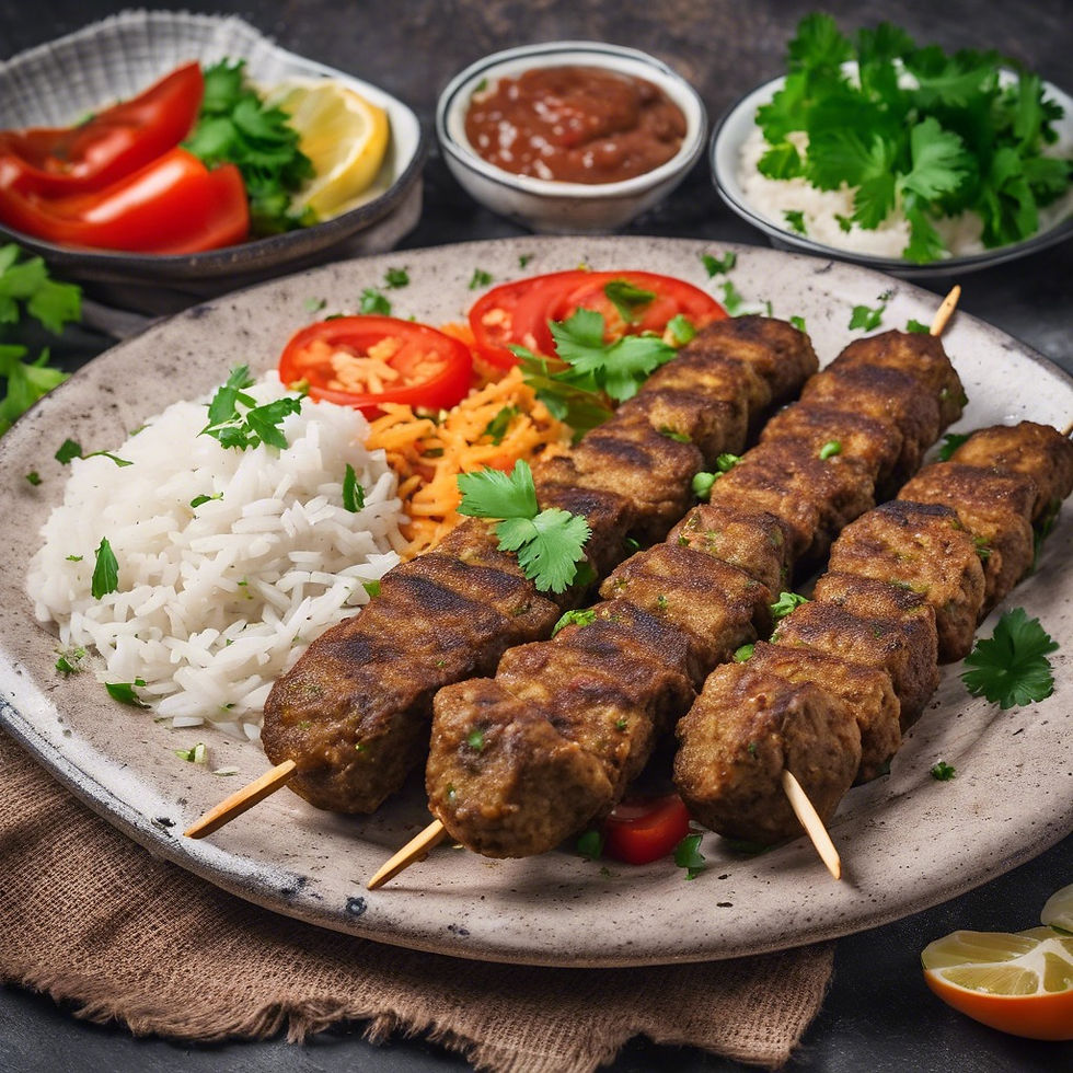 Thumbnail: vegan kasap bitkisel adana kebap porsiyon pilav ile birlikte