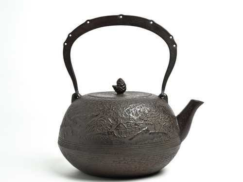 みちのく五進の鉄瓶 大きなサイズ 平丸20号 （鉄瓶 平丸型