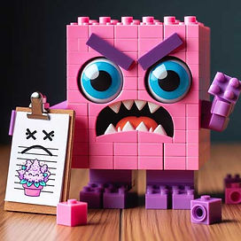 A cute but angry plastic block monster