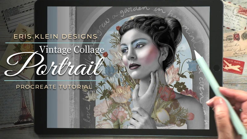 Procreate Class, Vintage Collage Portrait