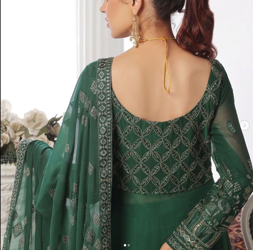Thumbnail: ZEDZEE LAWN STUDIO  SAFAL TRENDZ UROOJ EMBROIDERED LUXURY CHIFFON COLLECTION GREEN