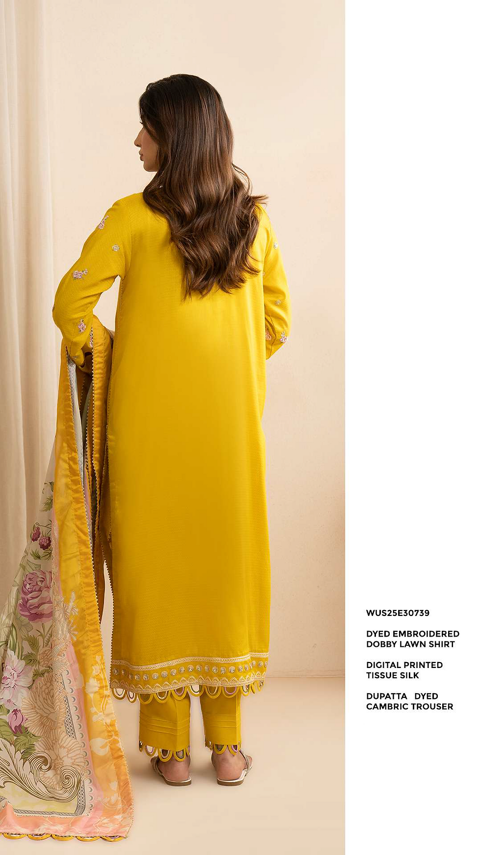 Thumbnail: ZEDZEE CLOTHING LAWN STUDIO  ZELLBURY SIGNATURE 3PC UNSTICHED EMBROIDERED PRINTED LAWN DRESS MATERIAL YELLOW