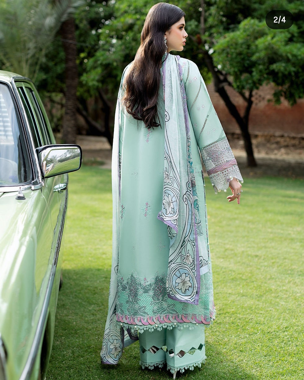 Thumbnail: ZEDZEE CLOTHING LAWN STUDIO  Andaaz by Ramsha Z-1202 - SEA GREEN Luxury lawn Vol 12