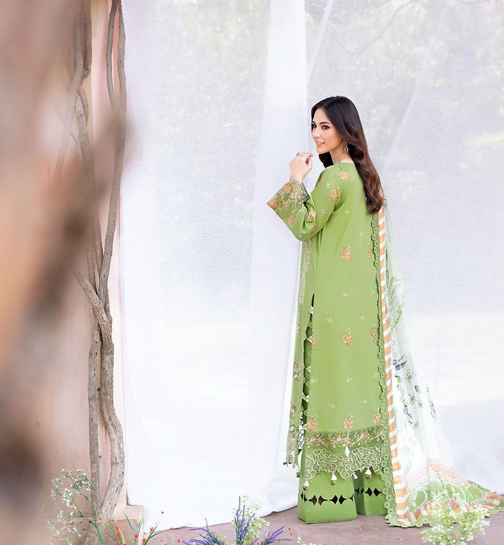 Thumbnail: Andaaz by Ramsha Z-1206 - GREEN Luxury lawn Vol 12