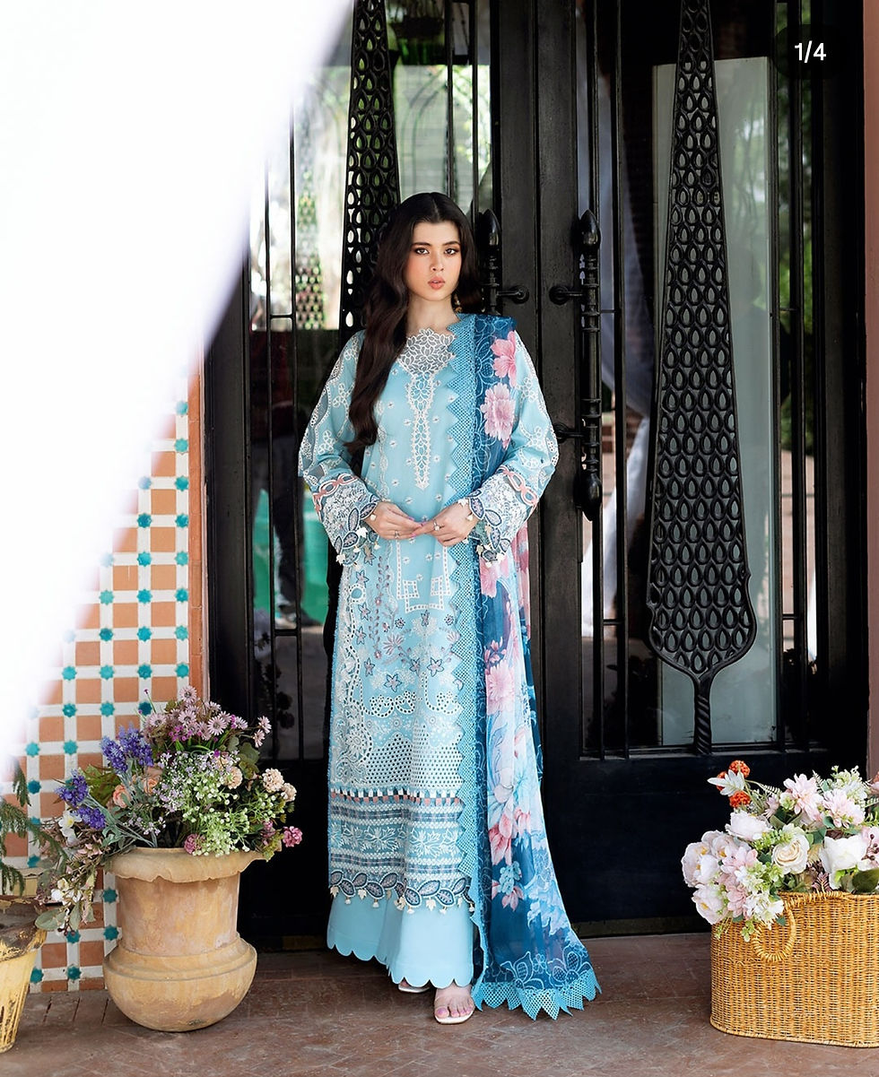 ZEDZEE CLOTHING LAWN STUDIO  Andaaz by Ramsha Z-1209 - LIGHT BLUE Luxury lawn Vol 12