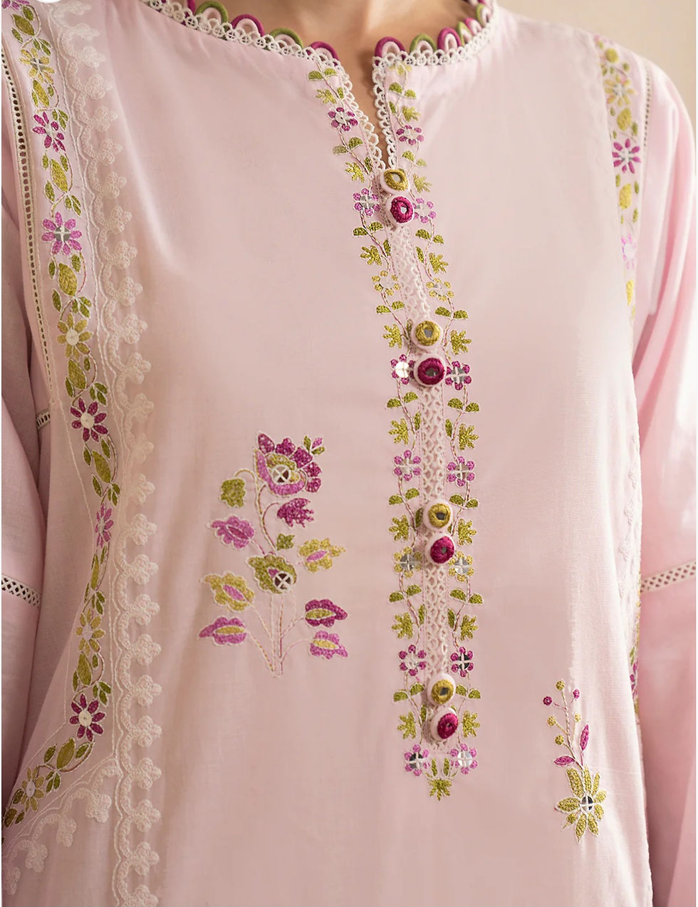 Thumbnail: ZELLBURY SIGNATURE 3PC UNSTICHED EMBROIDERED LAWN DRESS MATERIAL PINK