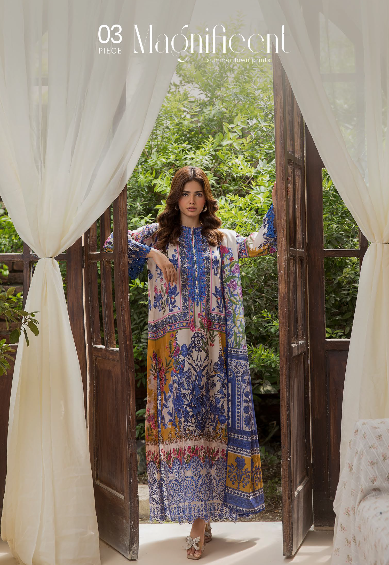 ZEDZEE LAWN STUDIO   RANG PASAND BY GULLJEE 3 PC UN-STITCHED LAWN DRESS MATERIAL BLUE