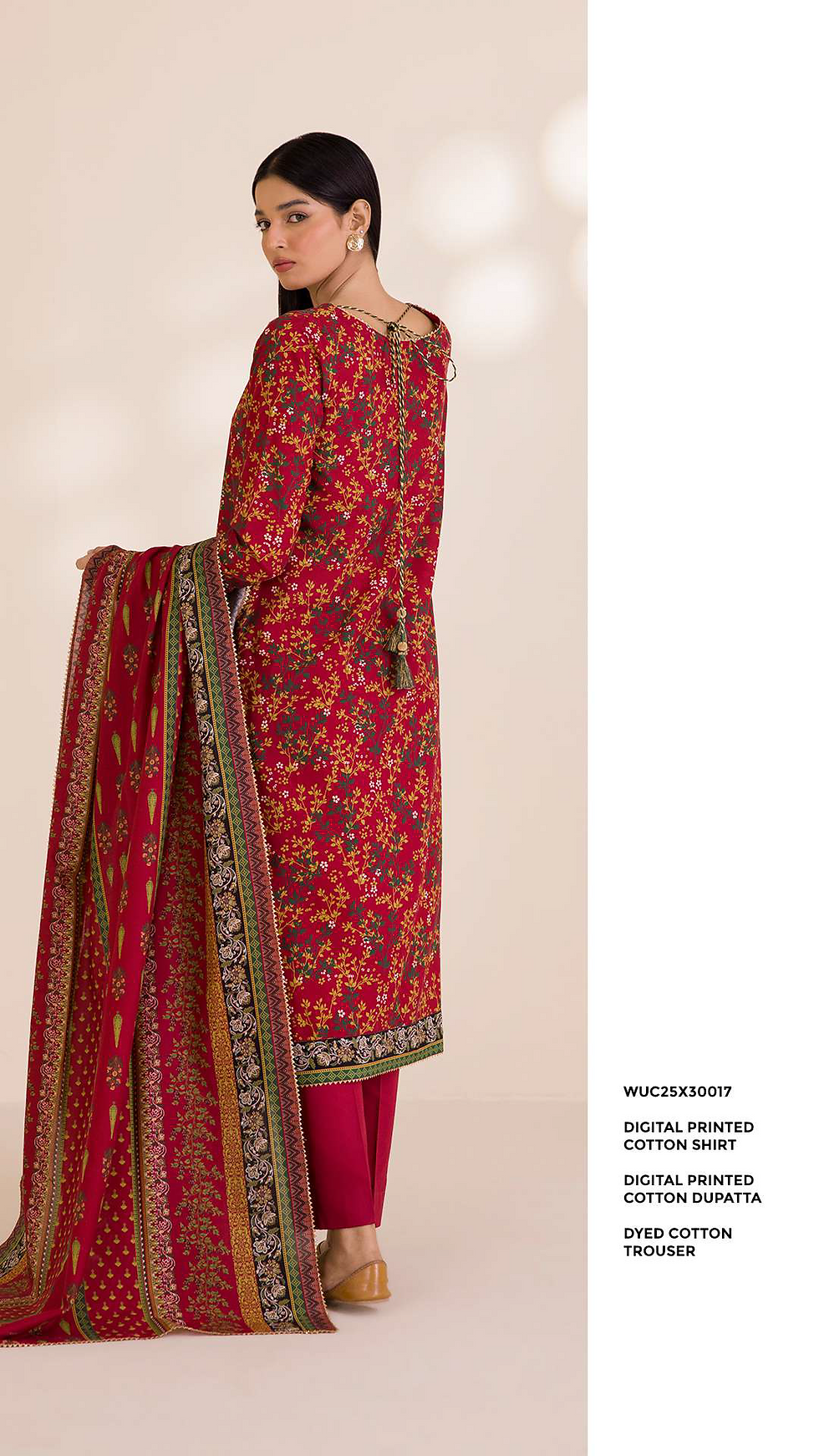 Thumbnail: ZELLBURY COTTON 3PC UNSTICHED PRINTED LAWN DRESS MATERIAL RED - WUC25X30017
