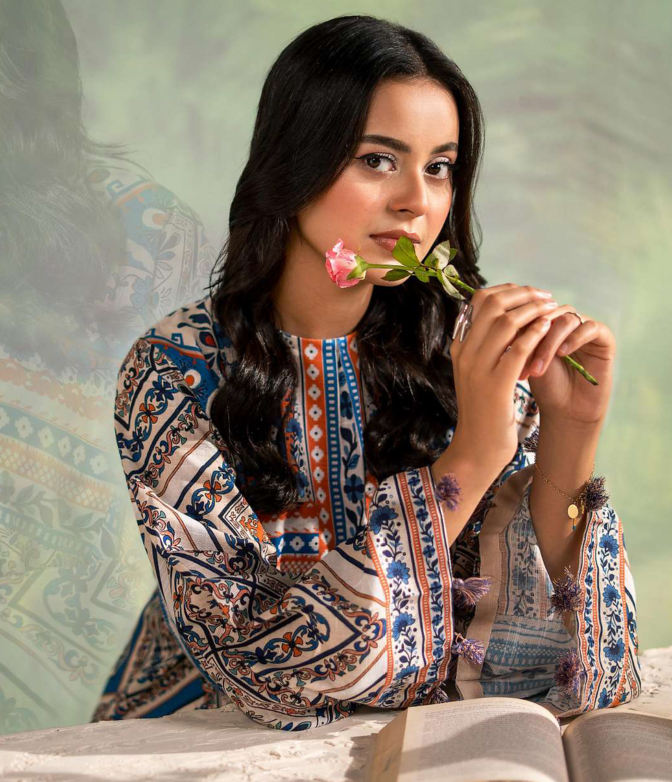 Thumbnail: BRENISH WINTER RUSH 3-Piece Unstitched Digital Printed Khaddar Suit - 02
