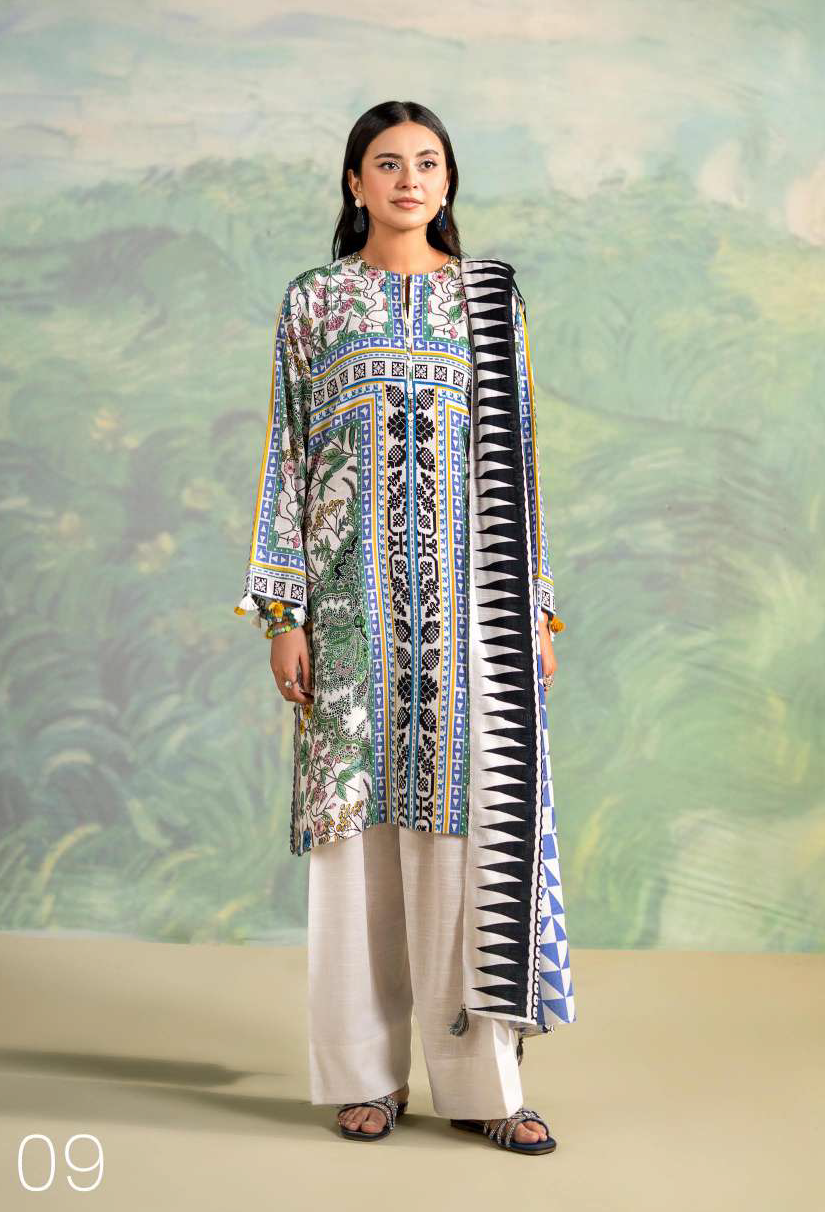 BRENISH WINTER RUSH 3-Piece Unstitched Digital Printed Khaddar Suit - 09