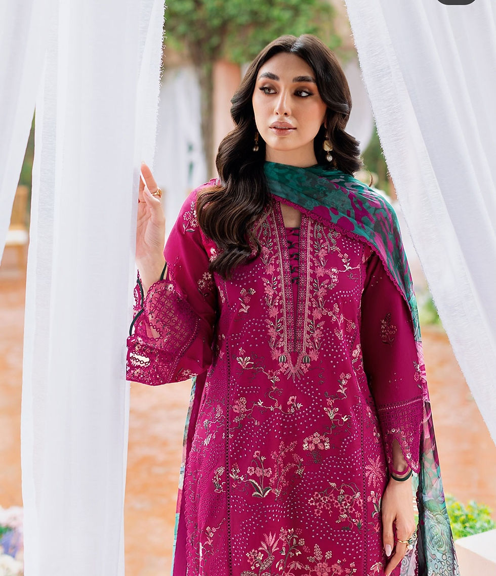Thumbnail: ZEDZEE CLOTHING LAWN STUDIO  Andaaz by Ramsha Z-1205 - RANI PINK Luxury lawn Vol 12
