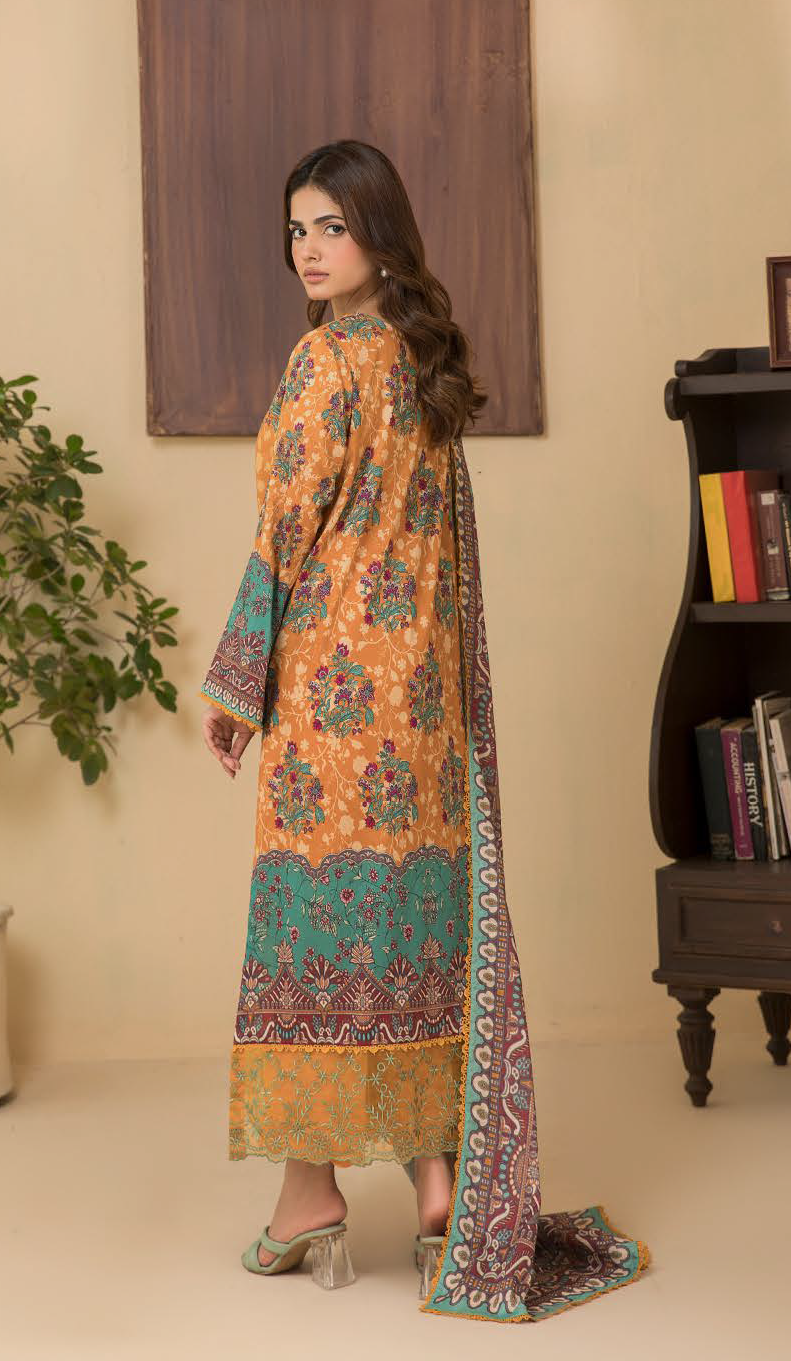 Thumbnail: ZEDZEE LAWN STUDIO   RANG PASAND BY GULLJEE 3 PC UN-STITCHED LAWN DRESS MATERIAL GREEN