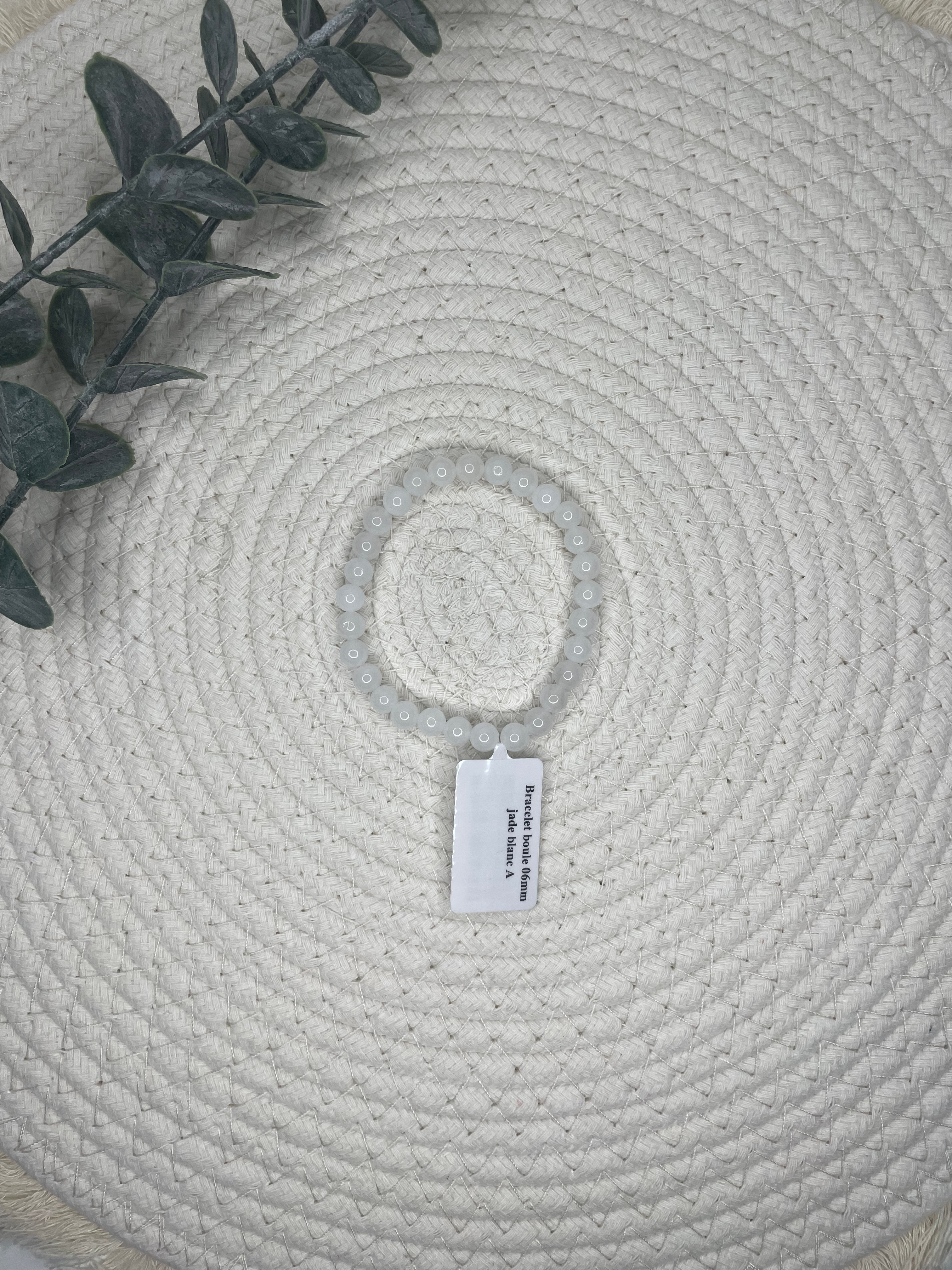 Bracelet en jade blanc 6mm