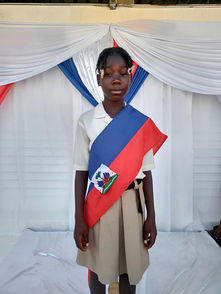 Student wearing a sache