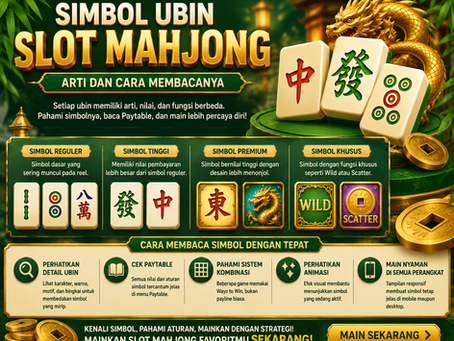Panduan visual tentang Simbol Ubin Slot Mahjong yang membedakan karakter, motif bambu, pola lingkaran, serta kelompok ikon bernilai berbeda.