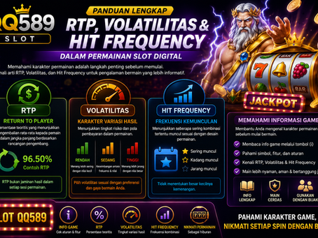 Panduan Slot QQ589 untuk mengenali RTP, tingkat volatilitas, hit frequency, dan karakter teknis permainan slot digital secara lebih mudah.