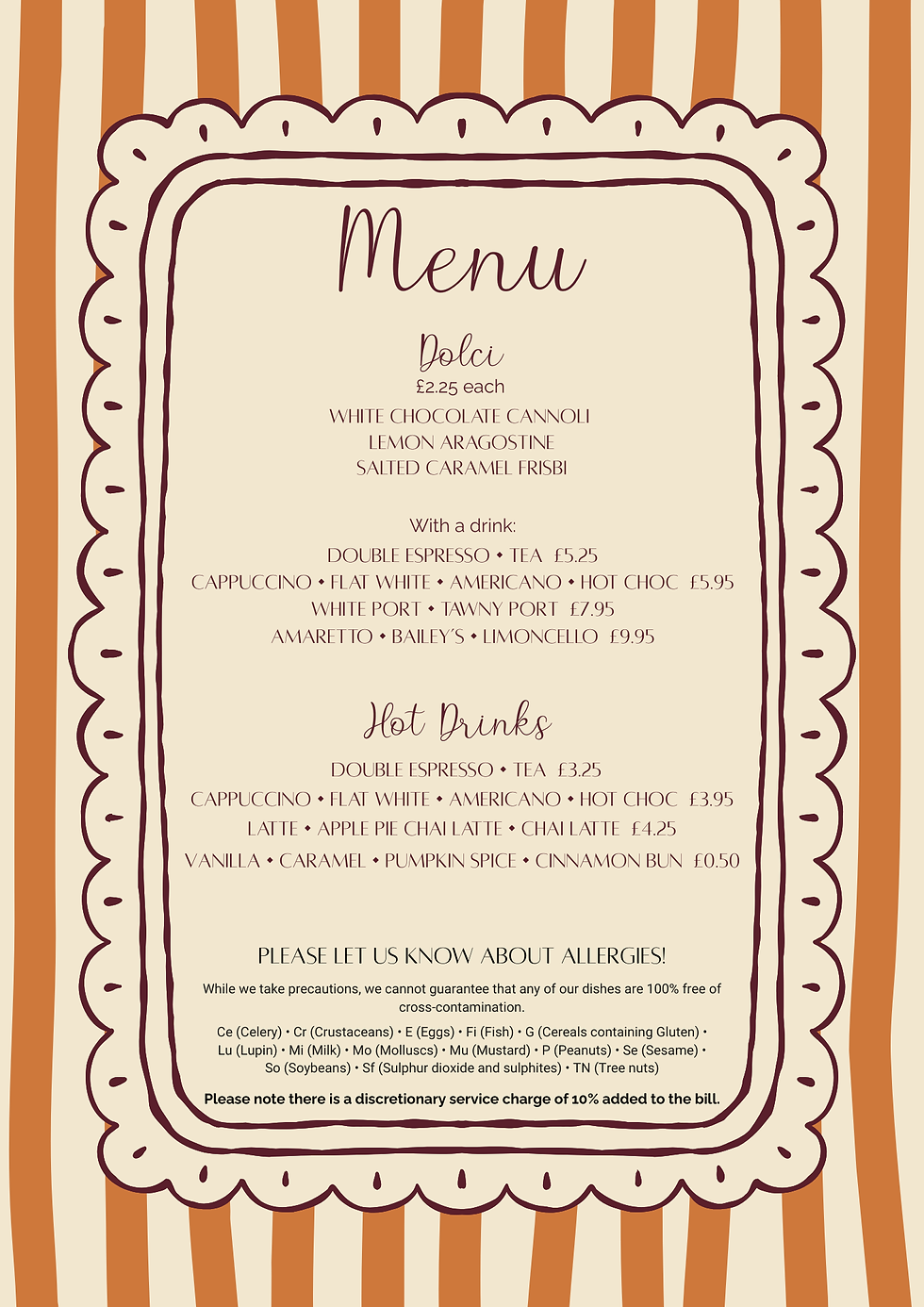Dolci Menu January 2026