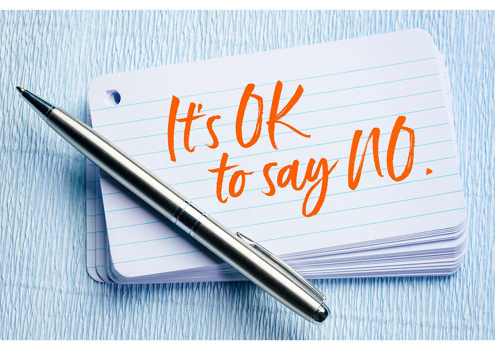 Sign reading "It's okay to say no," encouraging healthy boundaries and Christian counseling in 60632