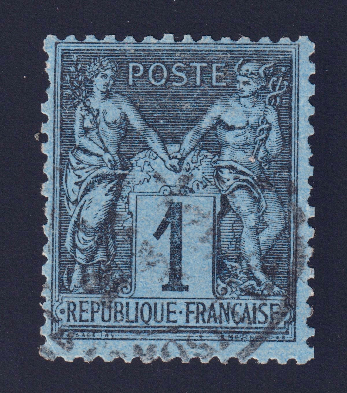 Lot 1692 - n°84 Sage 1c BLEU DE PRUSSE oblitéré càd B/TB - Signé / Certificat