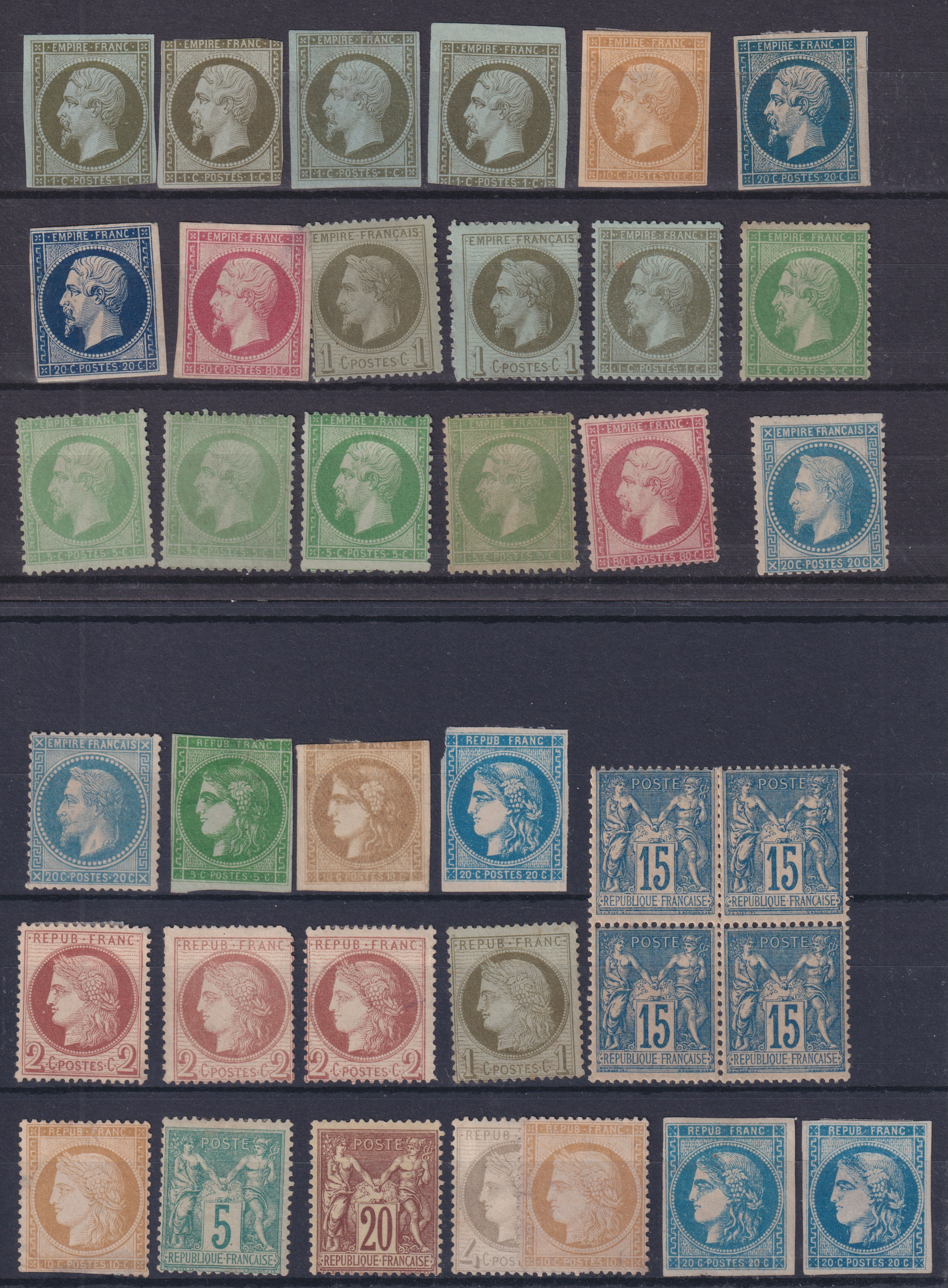 Lot 1204 - Lot de classiques neufs * et (*) dt 20c Bordeaux avec gomme tous état