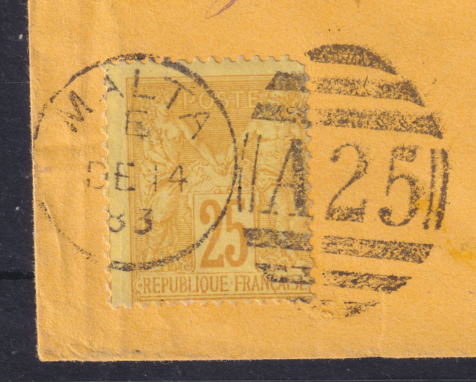 Miniature : Lot 748 - n°92 s/ lettre obl. cachet anglais DUPLEX MALTA A25 - Certif. Scheller