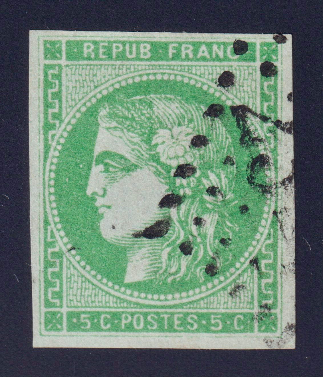 Lot 1257 - n°42Bg Cérès Bordeaux 5c VERT obl. GC SUP - Signé Scheller