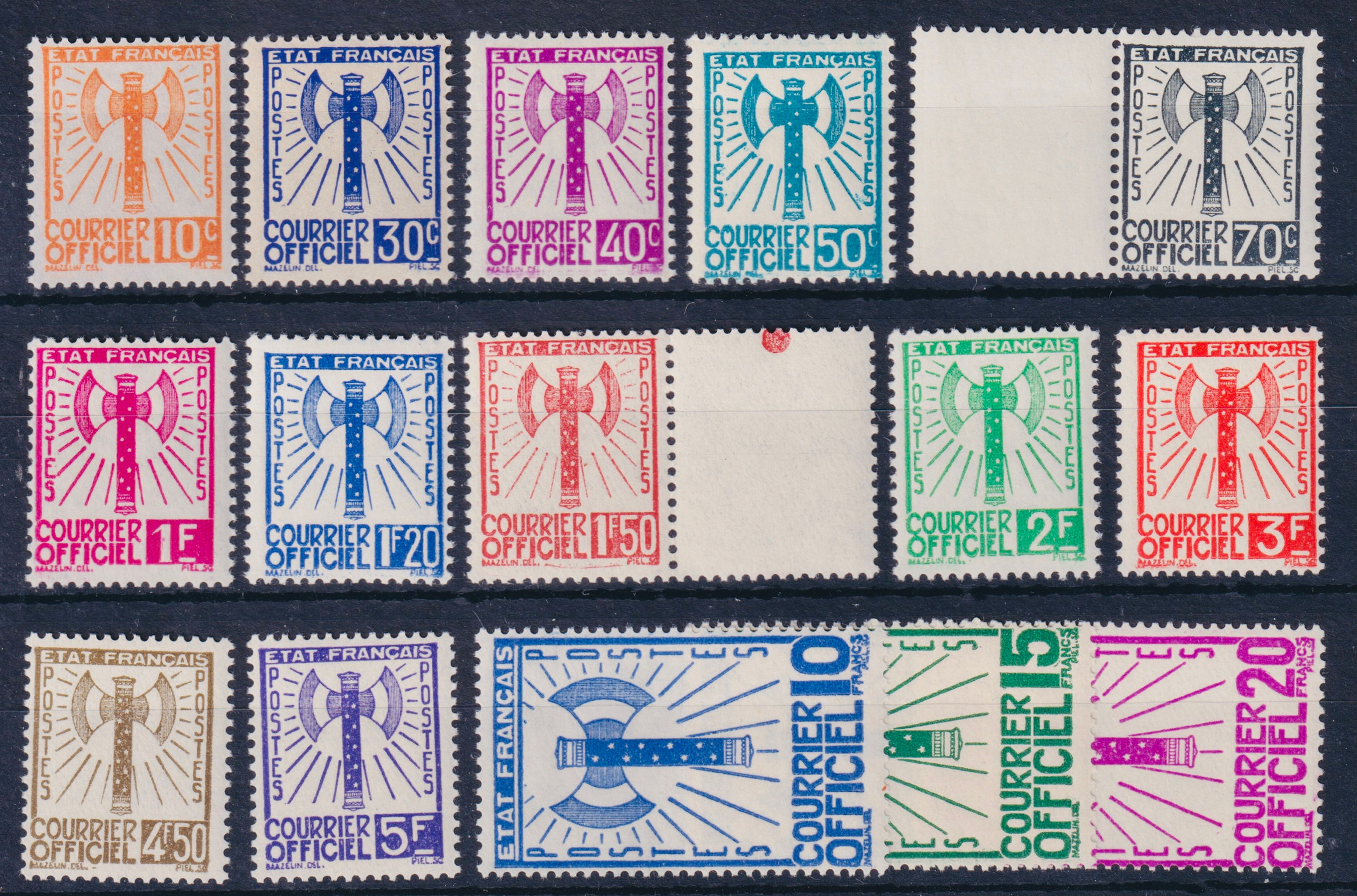 Lot 1839 - Série Francisque Service n°1 à 15 bon centrage neuf** TB - Certificat