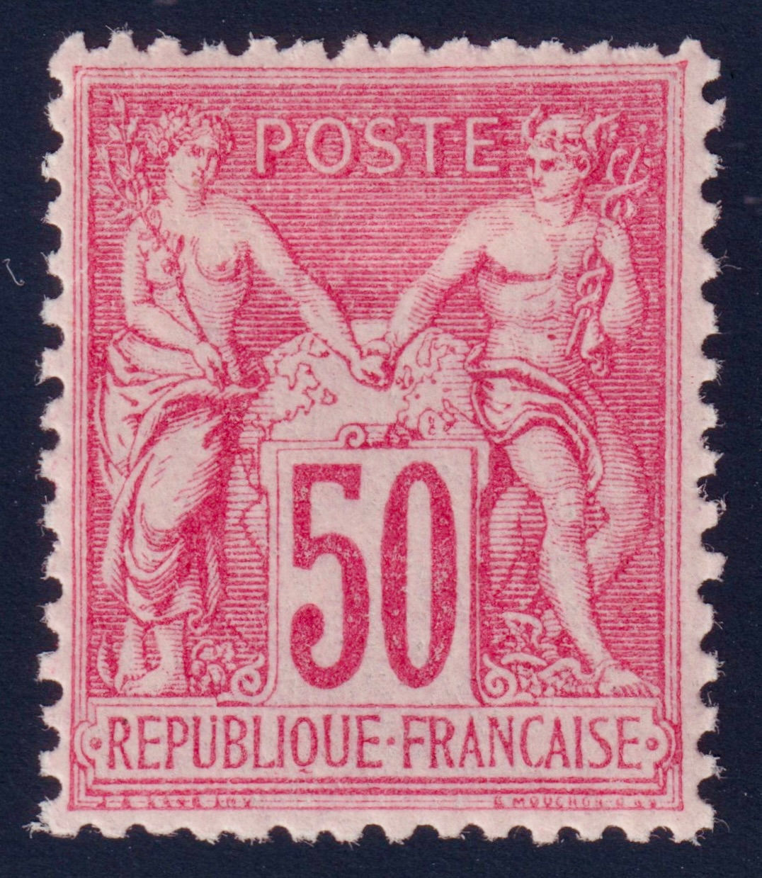Lot 1873 - n°104 Sage 50c rose type I N sous B neuf* TB CENTRAGE- Signé Scheller