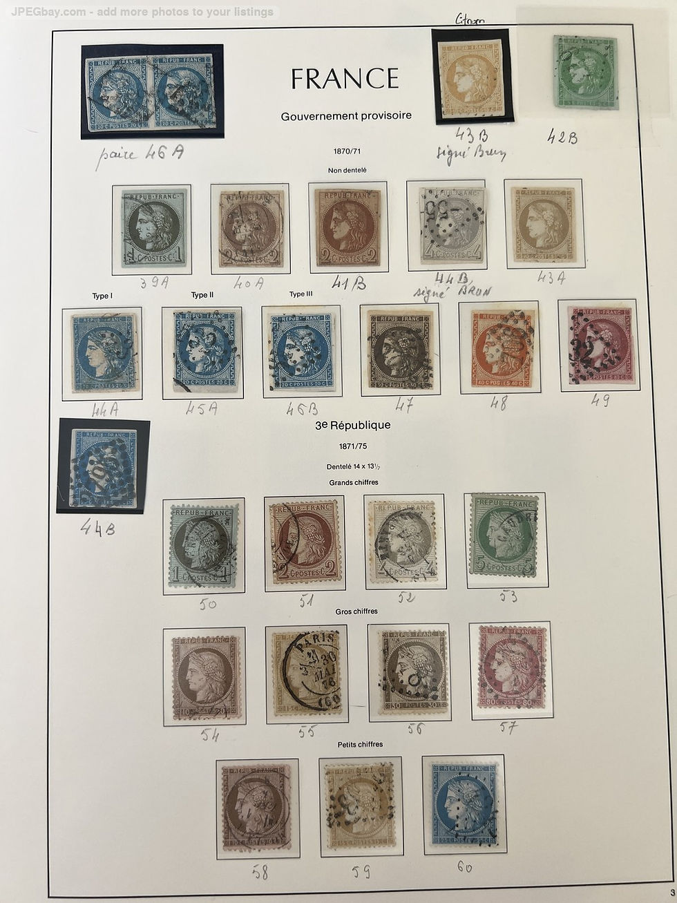 Thumbnail: Lot 1824 - Collection FRANCE 1849-1900 dt n°1,2,6,9,18, 35 neuf*, 40A, 44x2+++