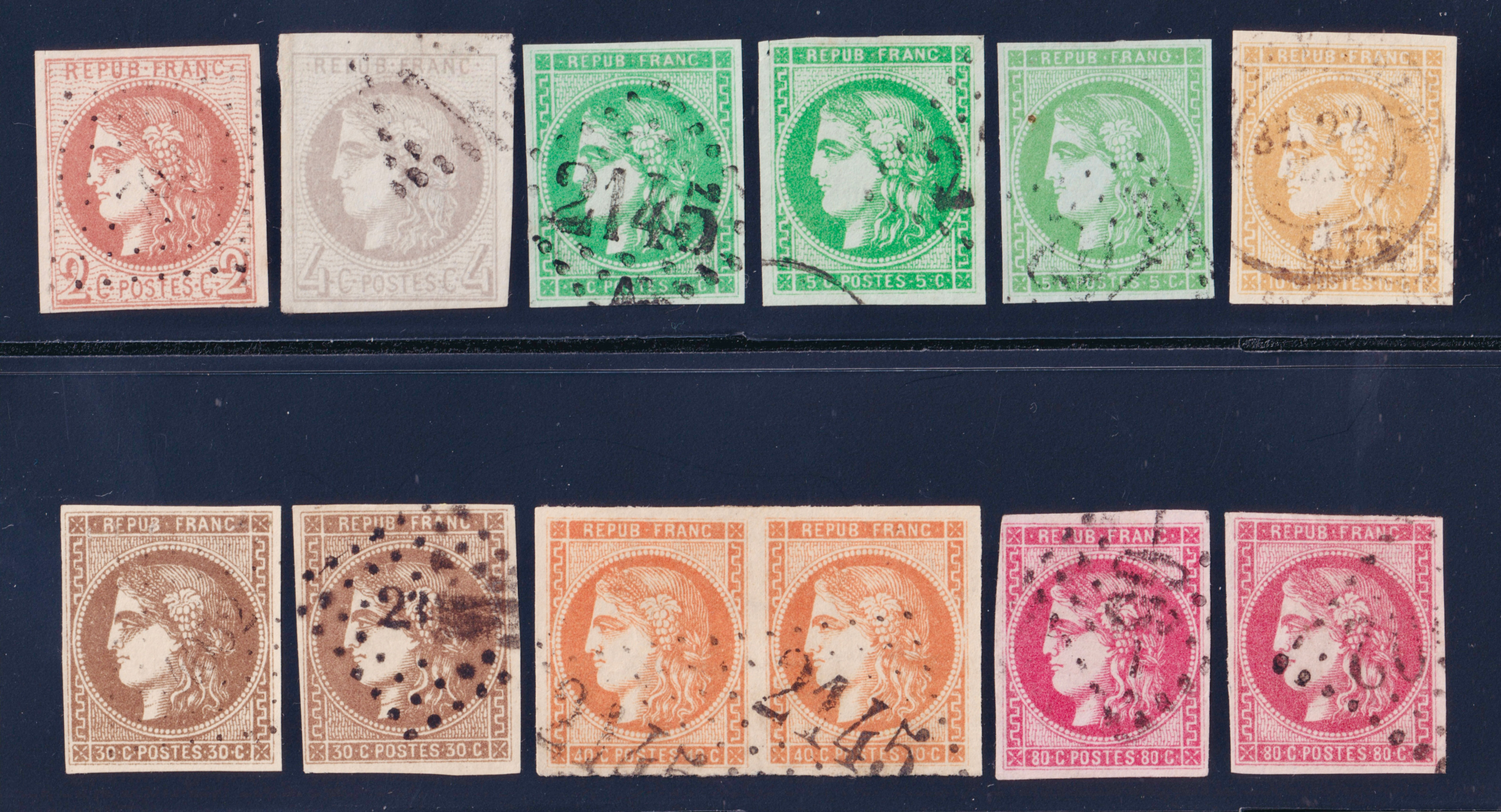 Lot 1922 - Cérès Bordeaux x13 NUANCES / OBL n°40B à 49 B/TB 2 petits chiffres