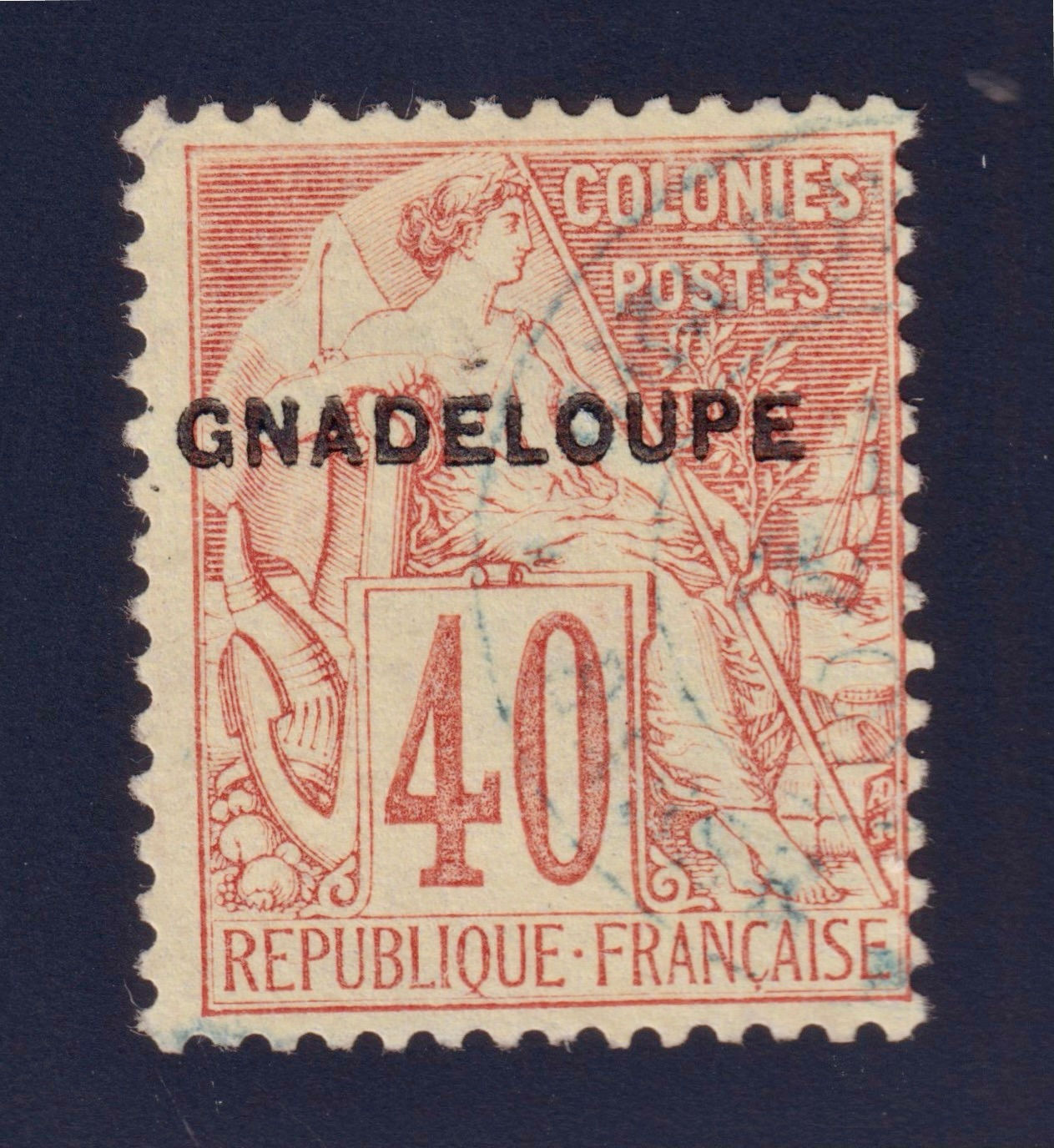 Lot 1577 - (Colonies) n°24a GNADELOUPE 40c orange obl. TB - Signé Brun