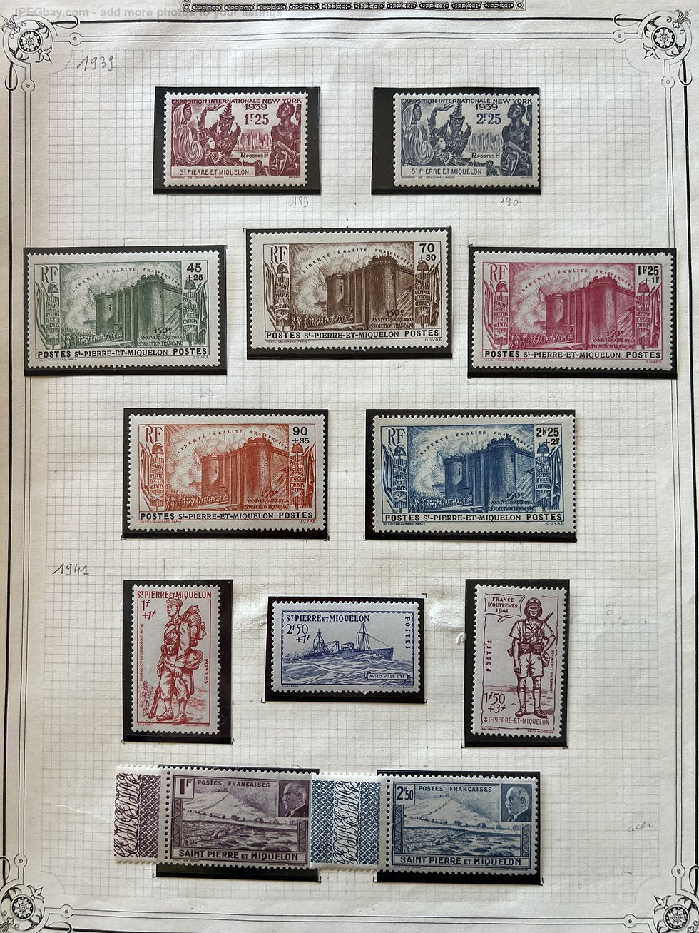 Miniature : Lot 1527 - (Colonies) : ST PIERRE ET MIQUELON Collection 1885-1945 dt TB valeurs