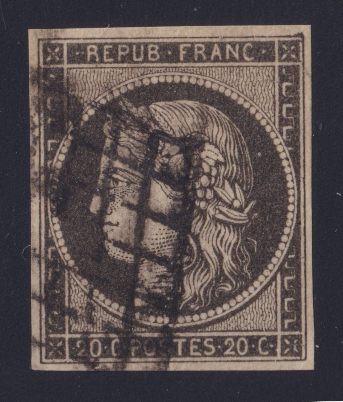 Lot 1169 - n°3c Cérès 20c gris-noir TB - Signé Calves / Scheller