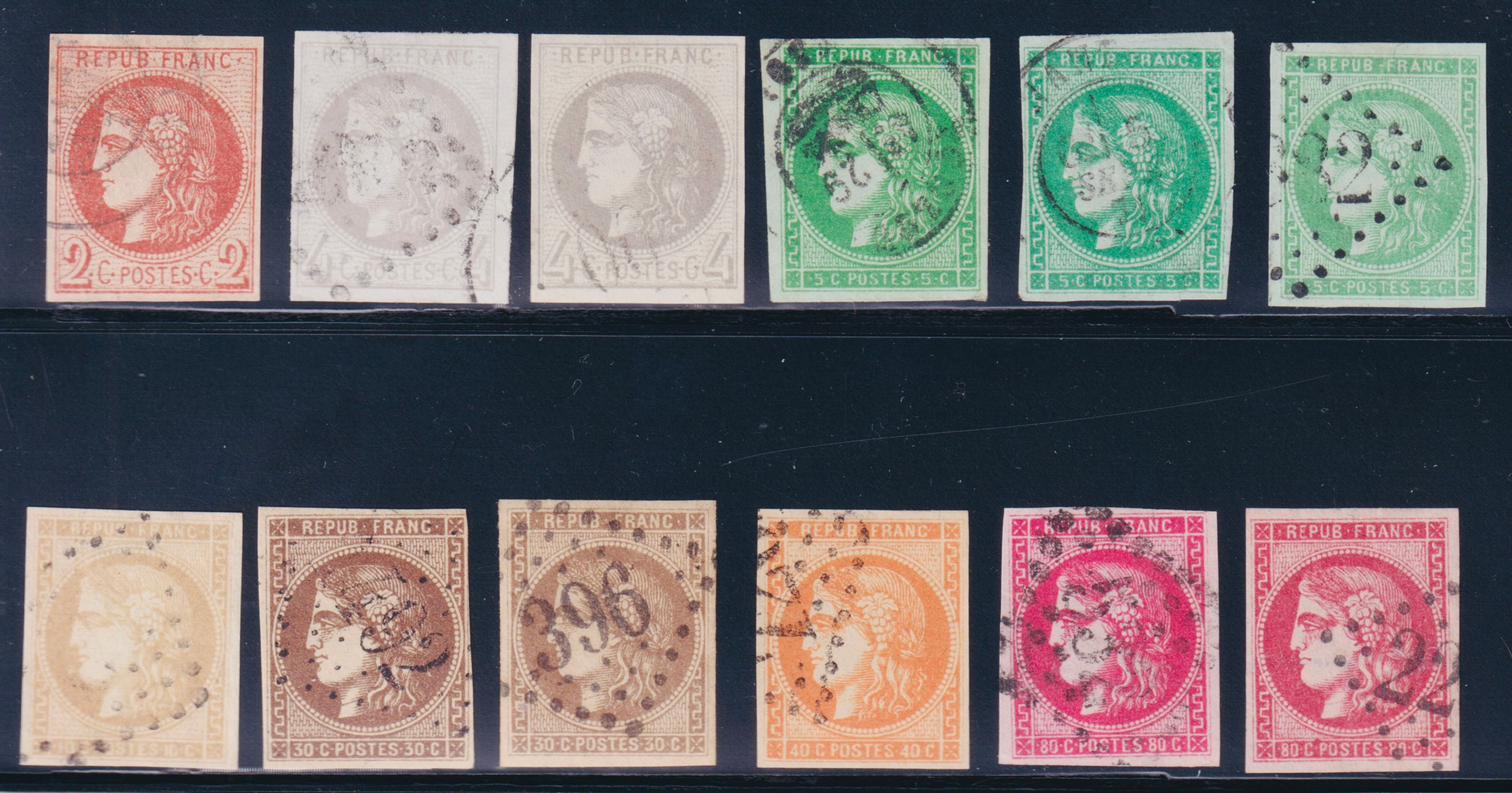 Lot 1890 - Bordeaux lot 12 TP n°40B,41B(2),42B(3) EMERAUDE, 43,47(2),48,49 B/TB