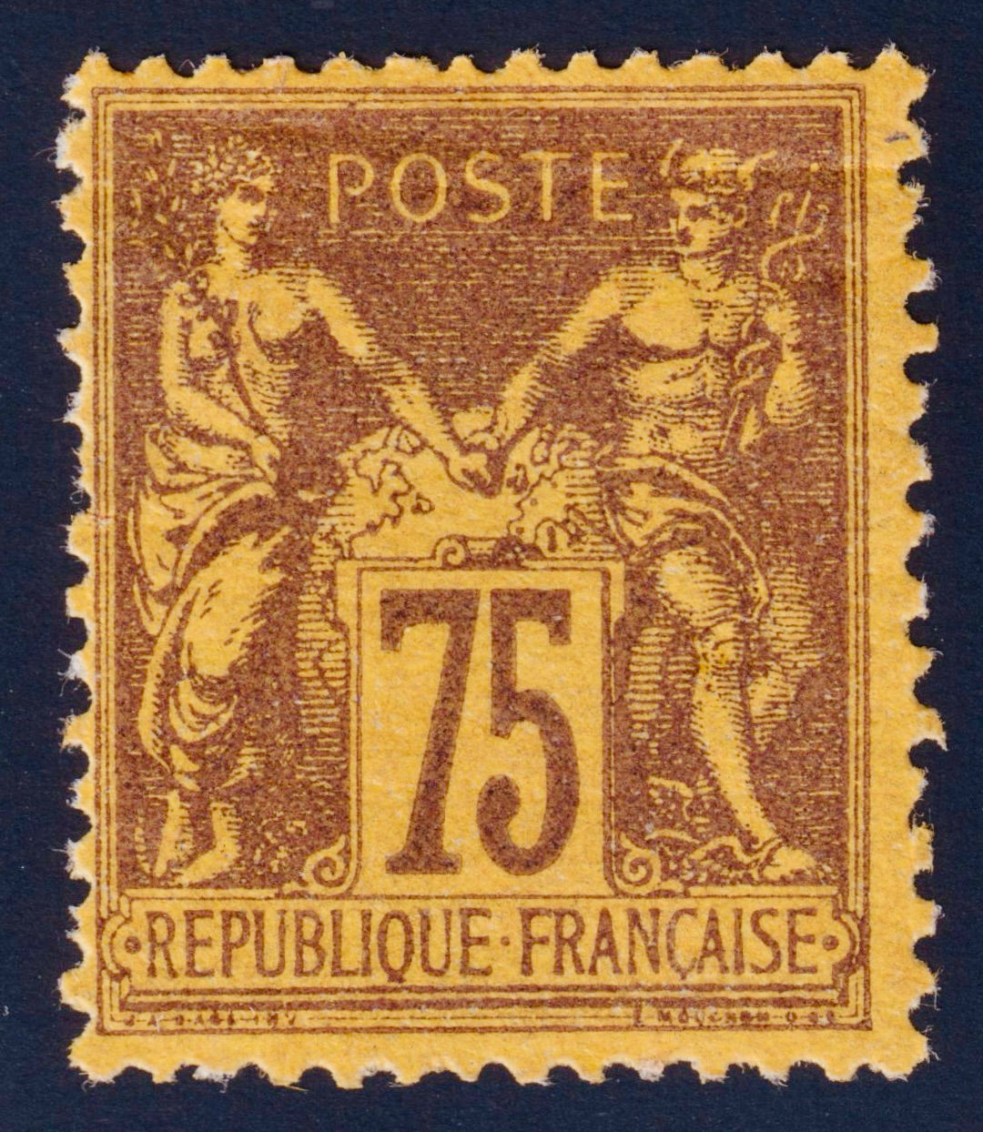 Lot 1874 - n°99 Sage 75 violet type II N sous U neuf* TB - Signé Scheller