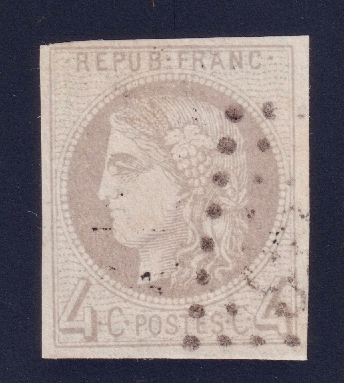 Lot 1460 - n°41B Cérès Bordeaux 4c gris SUP nuance TB obl. GC - Signé x2