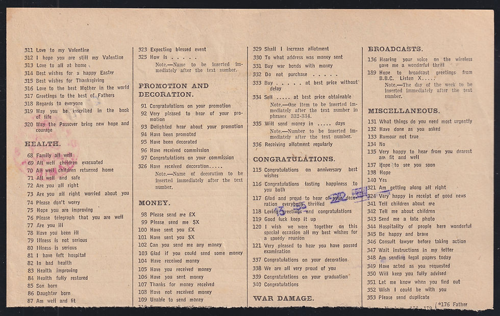 Thumbnail: Lot 1612 - Libération Chénonceaux s/ formule télégraphique FR TB - Signé Calves