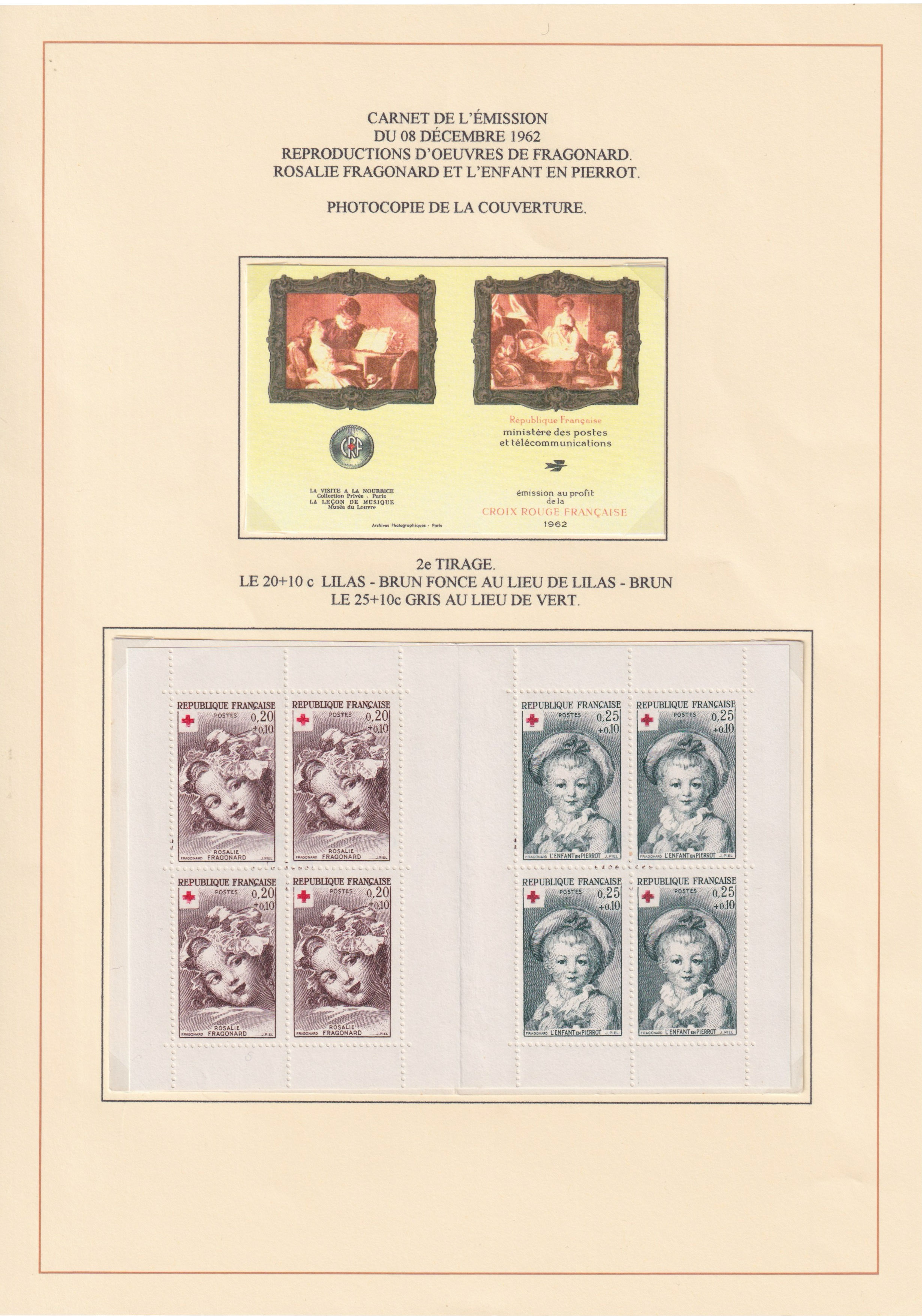 Lot 1649 - Carnets croix rouge n°2011a 1962 2ème tirage GRIS qualité TB neuf**