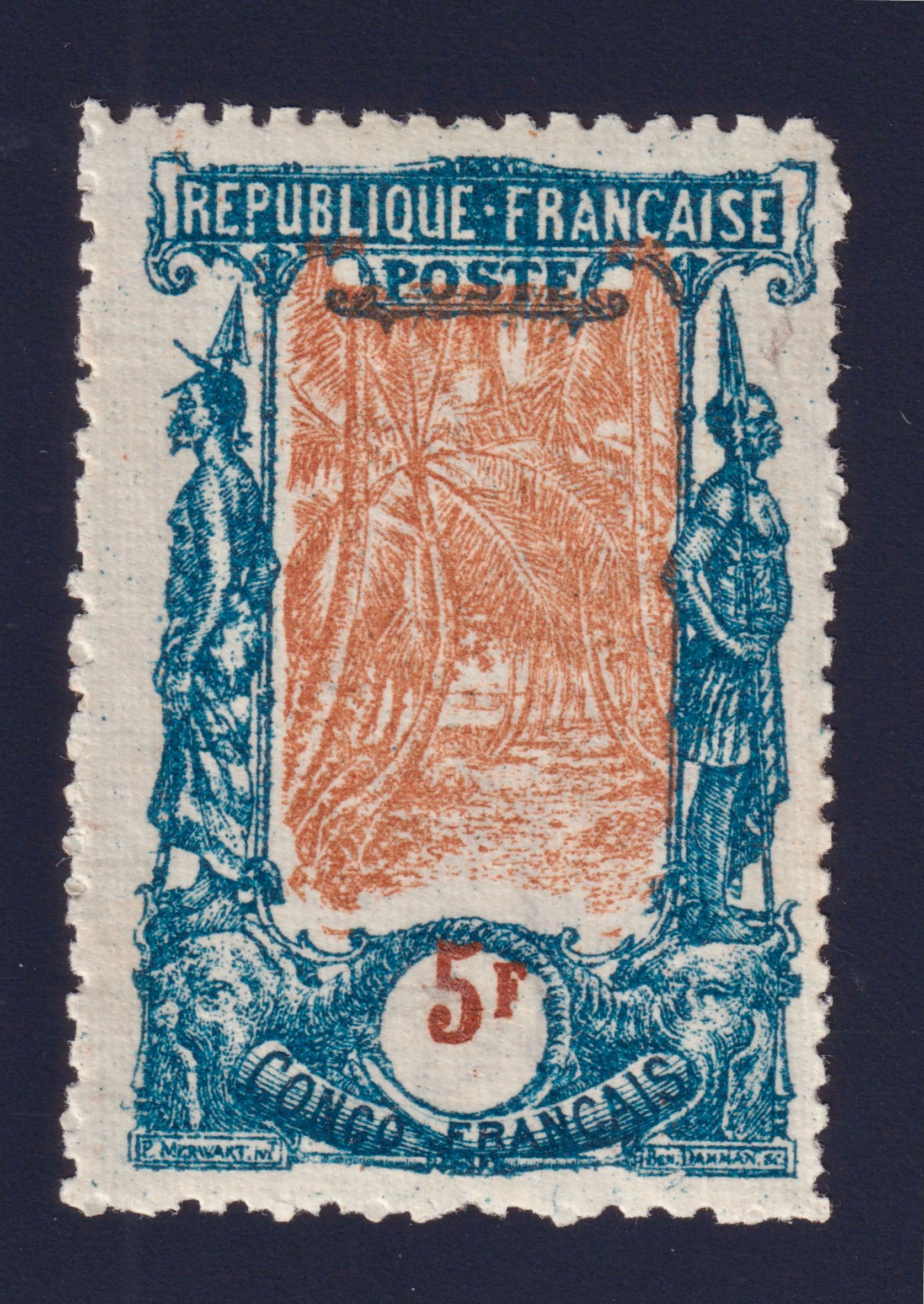Lot 1600 - (Colonies) CONGO Essai de couleur s/ papier épais B/TB neufs* - Signé