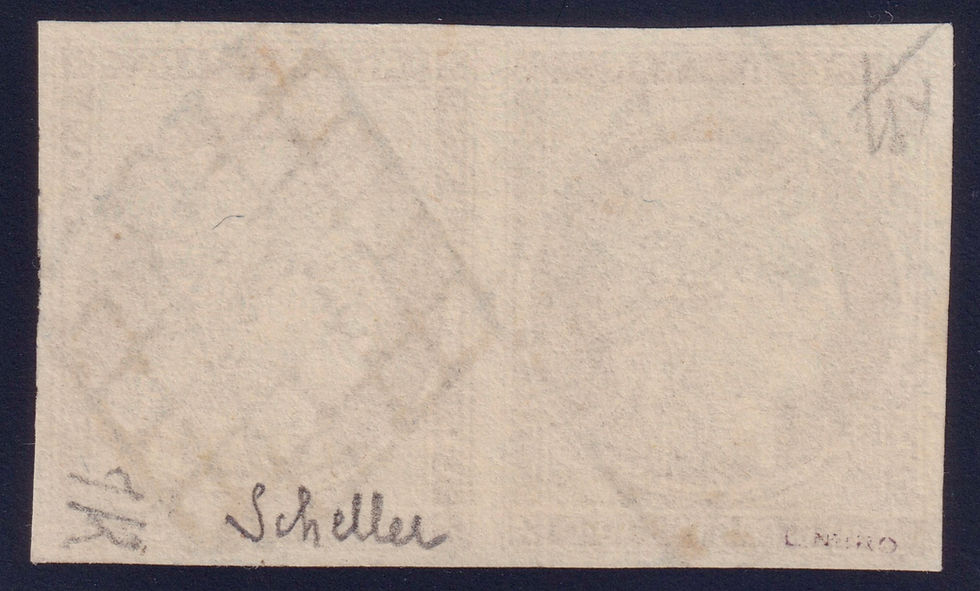 Miniature : Lot 1958 - n°1 Cérès 10c bistre-jaune PAIRE oblitéré GRILLE TB - Signé Scheller