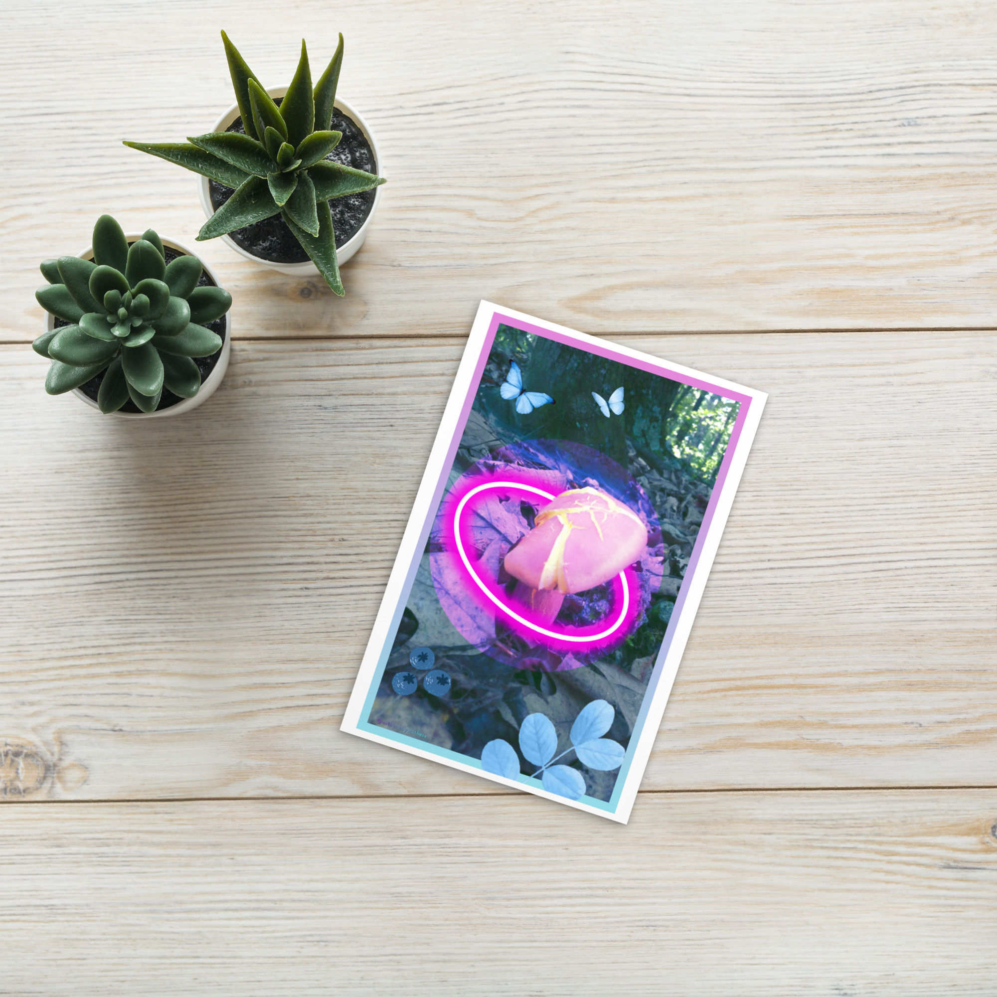 "Mushy & Blubes" - Mini Card Print