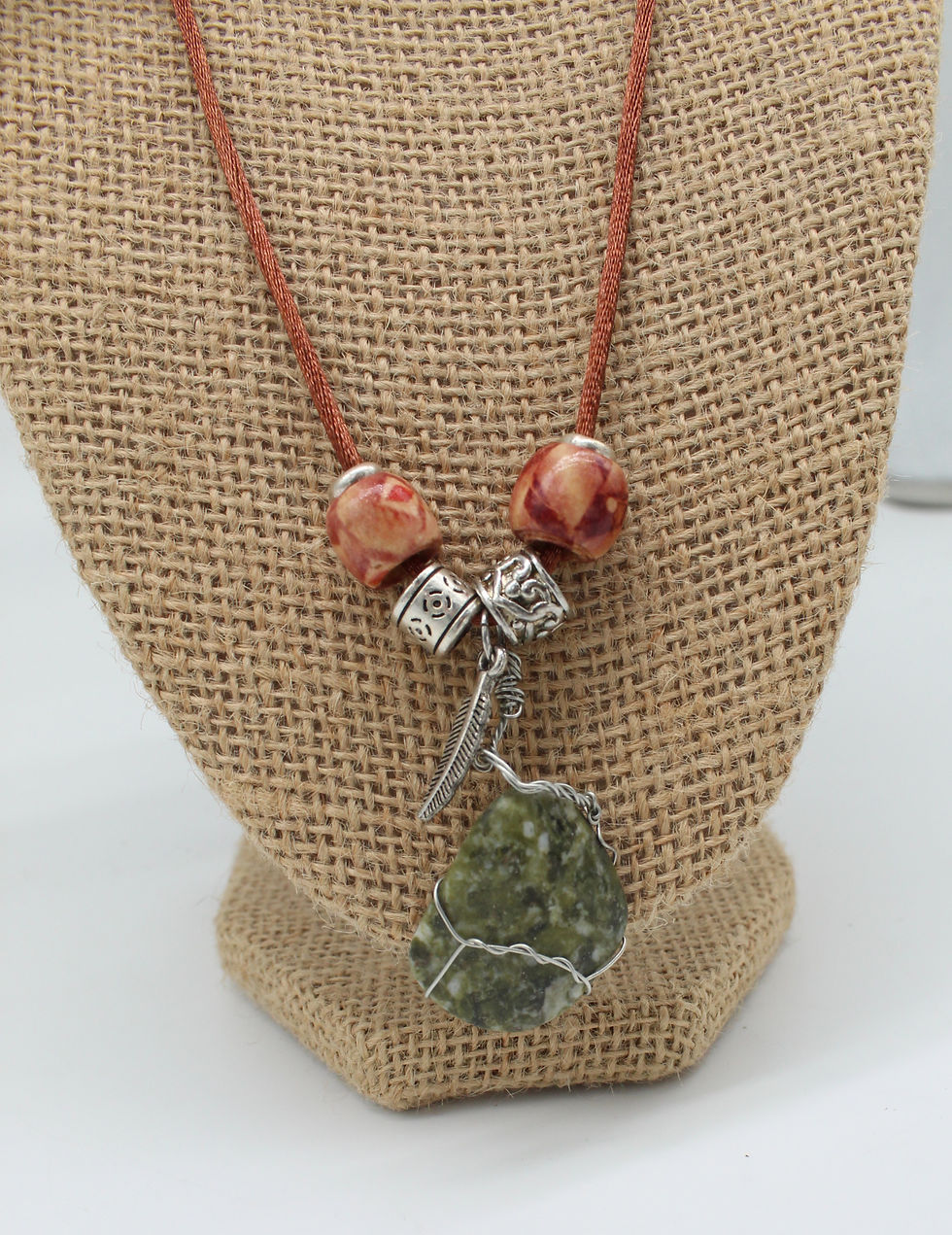 Thumbnail: Spotted Epidote Necklace and Earrings Set