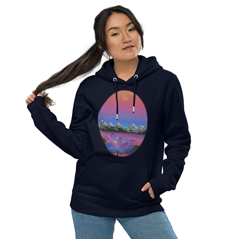 Thumbnail: Unisex essential eco hoodie - "Morning Lotus"