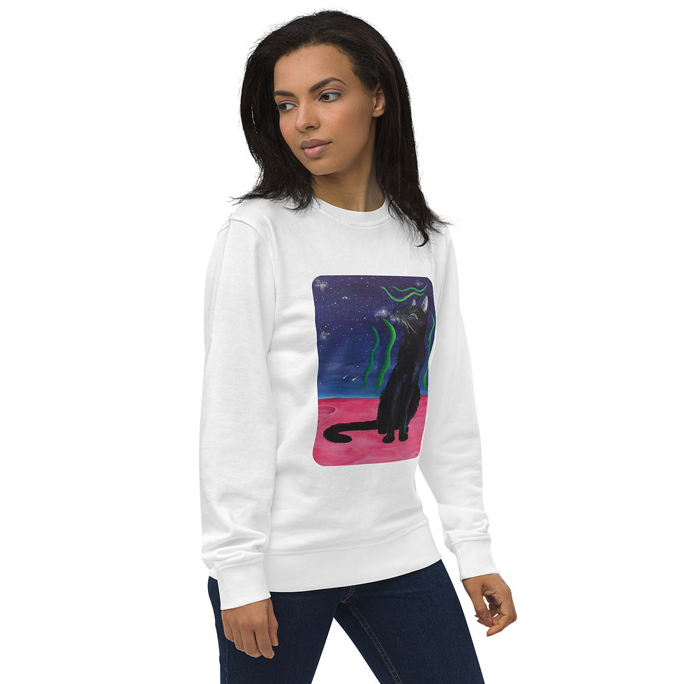 Thumbnail: Unisex organic sweatshirt - "Her Majesty, The Black Cat"